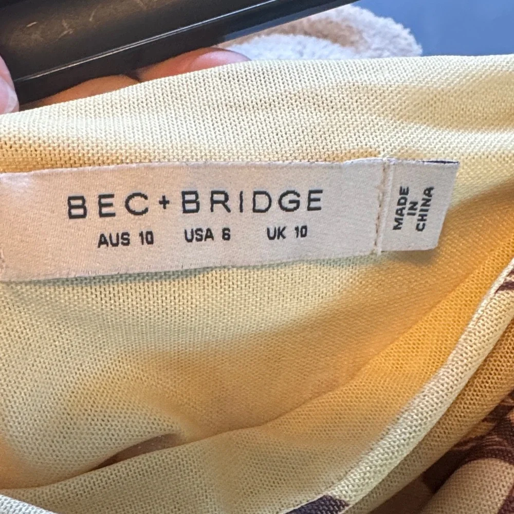 Bec & Bridge Floral Mini Dress in Cream and Brown - Picture 3 of 5